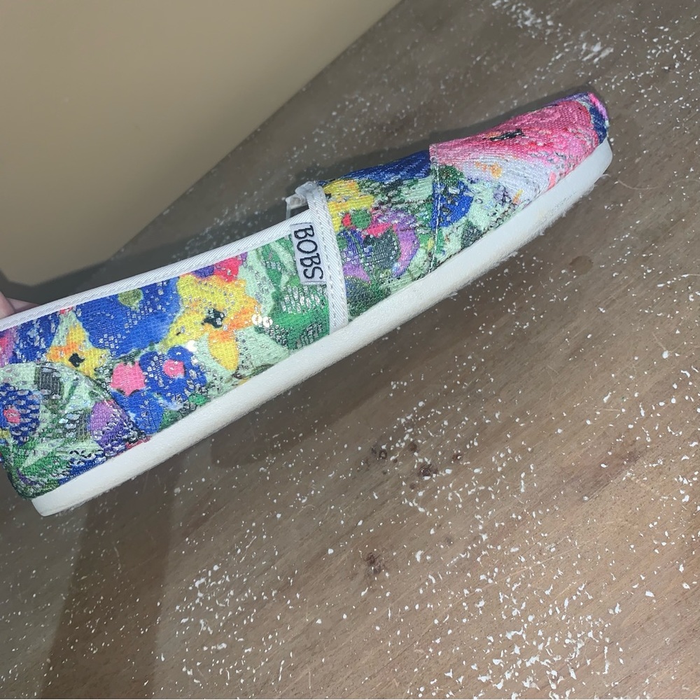 Bobs Skechers Plush Bouquet Floral Sequins Memory Foam Slip-On Shoes - Picture 7 of 12